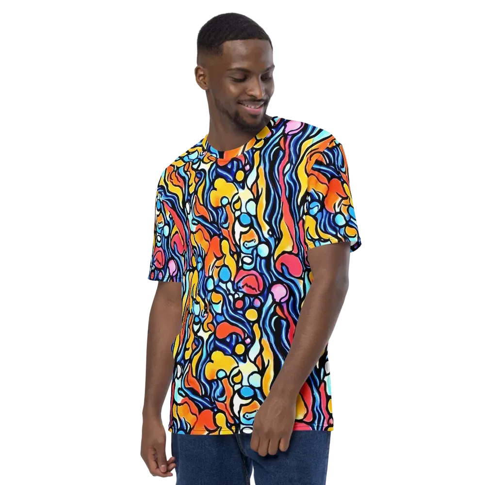 Kinetic Stained Glass on Men's Crew Neck T-Shirt — Left