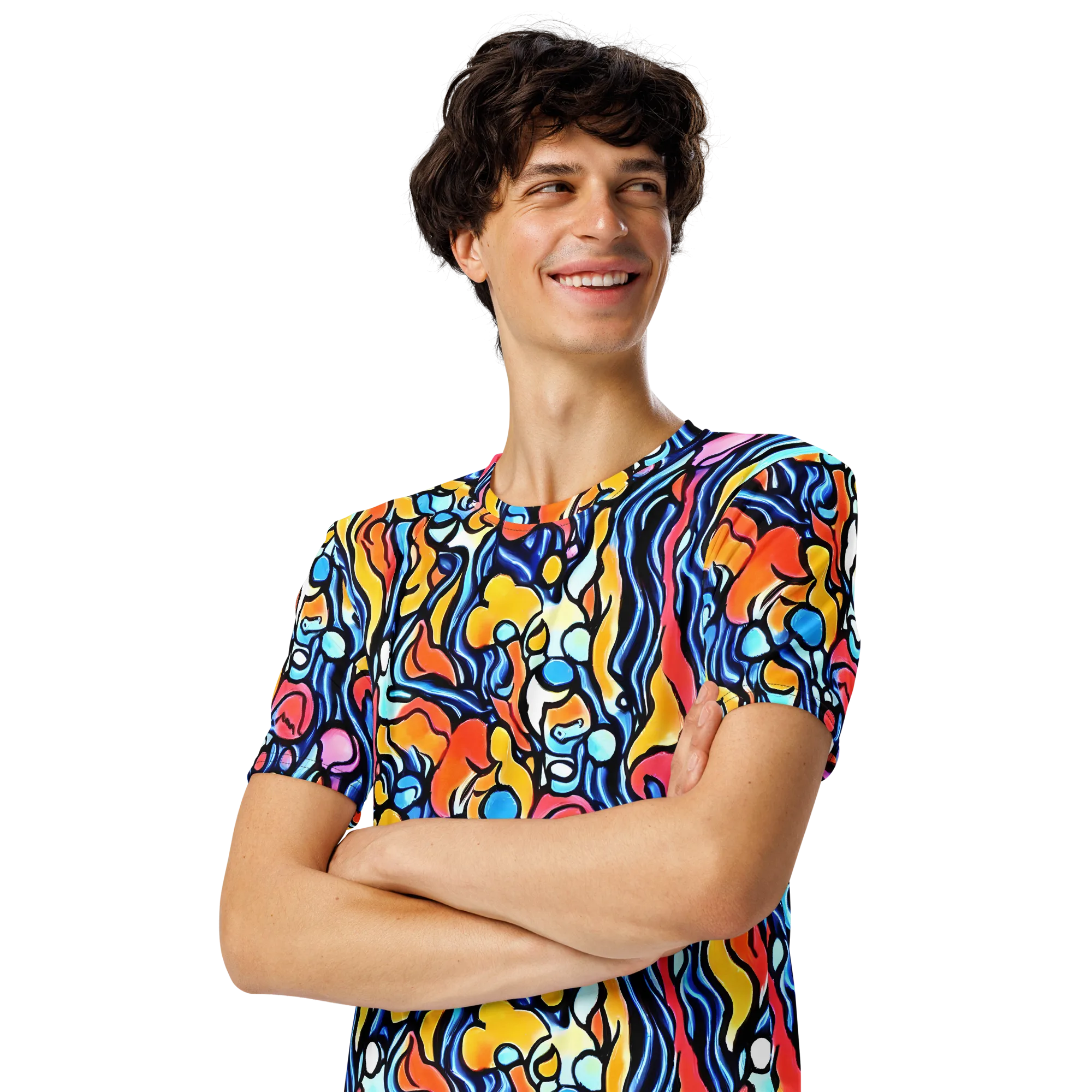 Kinetic Stained Glass on Men's Crew Neck T-Shirt — Left Front