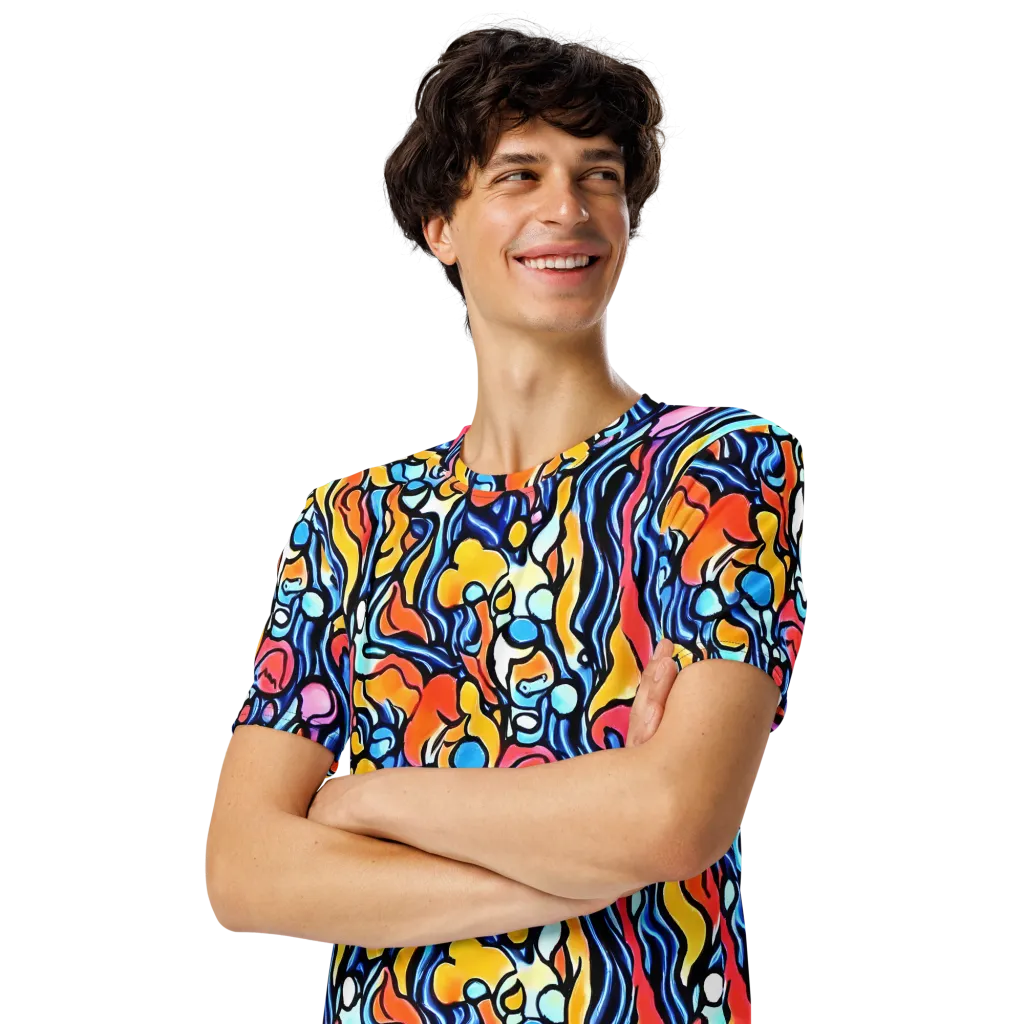 Kinetic Stained Glass on Men's Crew Neck T-Shirt — Left Front