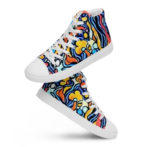 Kinetic Stained Glass on a Men's High Top Canvas Shoes