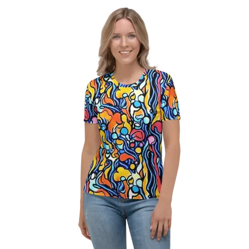 Kinetic Stained Glass on a Women's Crew Neck T-Shirt