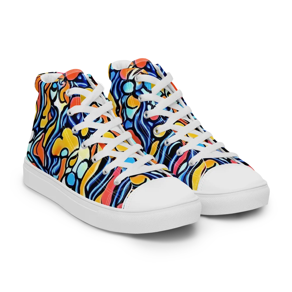 Kinetic Stained Glass on Women's High Top Canvas Shoes — Right Front