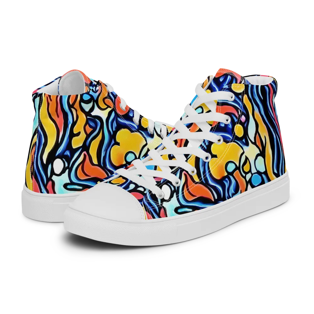 Kinetic Stained Glass on Women's High Top Canvas Shoes — Left