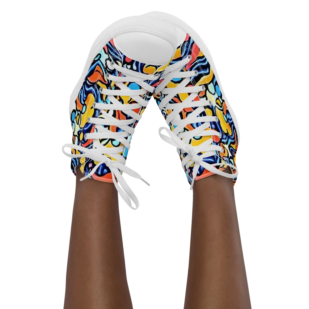 Kinetic Stained Glass on Women's High Top Canvas Shoes — Front