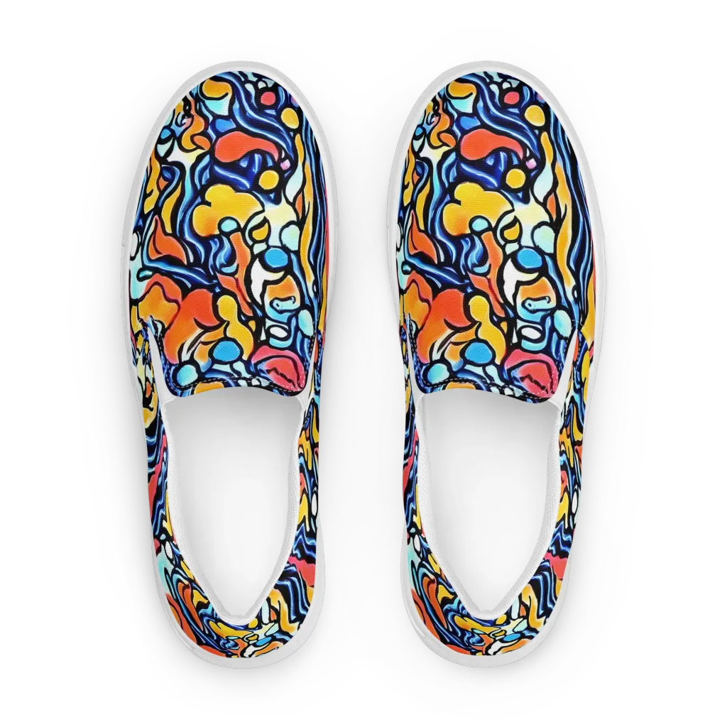 Kinetic Stained Glass on Men's Slip-On Canvas Shoes — Front
