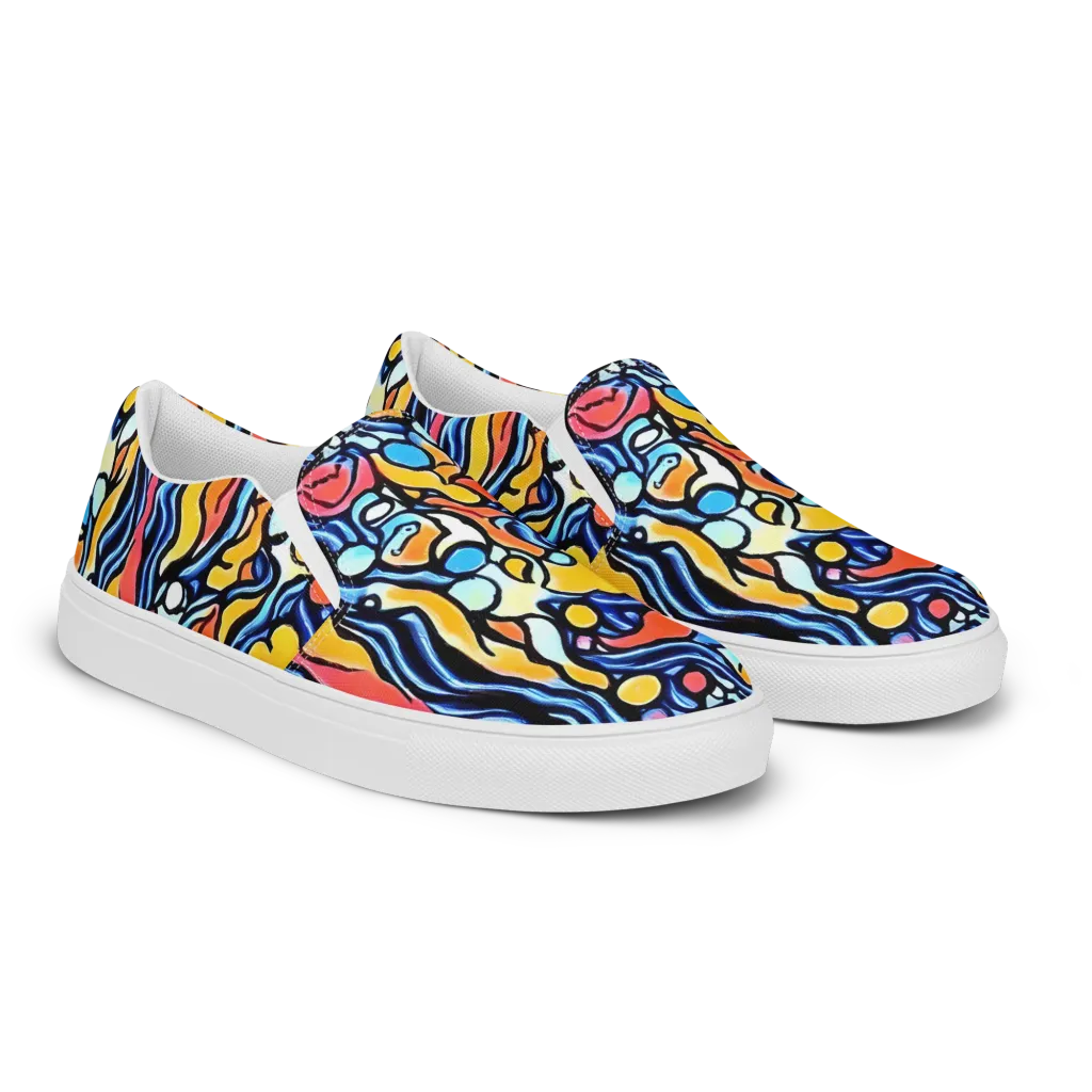 Kinetic Stained Glass on Men's Slip-On Canvas Shoes — Right Front