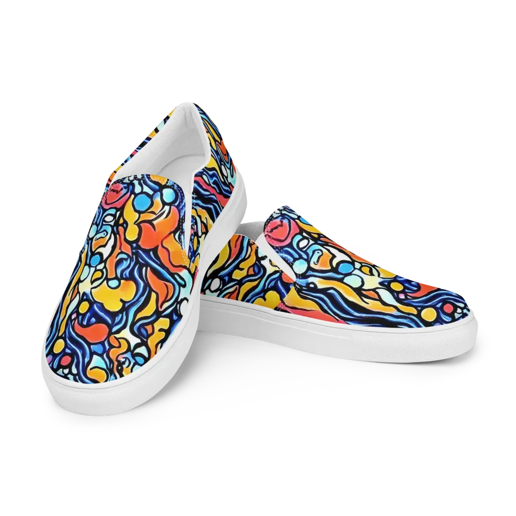 Kinetic Stained Glass on Men's Slip-On Canvas Shoes — Left Front