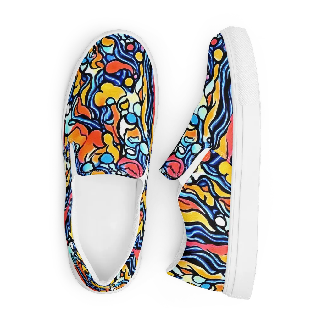 Kinetic Stained Glass on Men's Slip-On Canvas Shoes — Front
