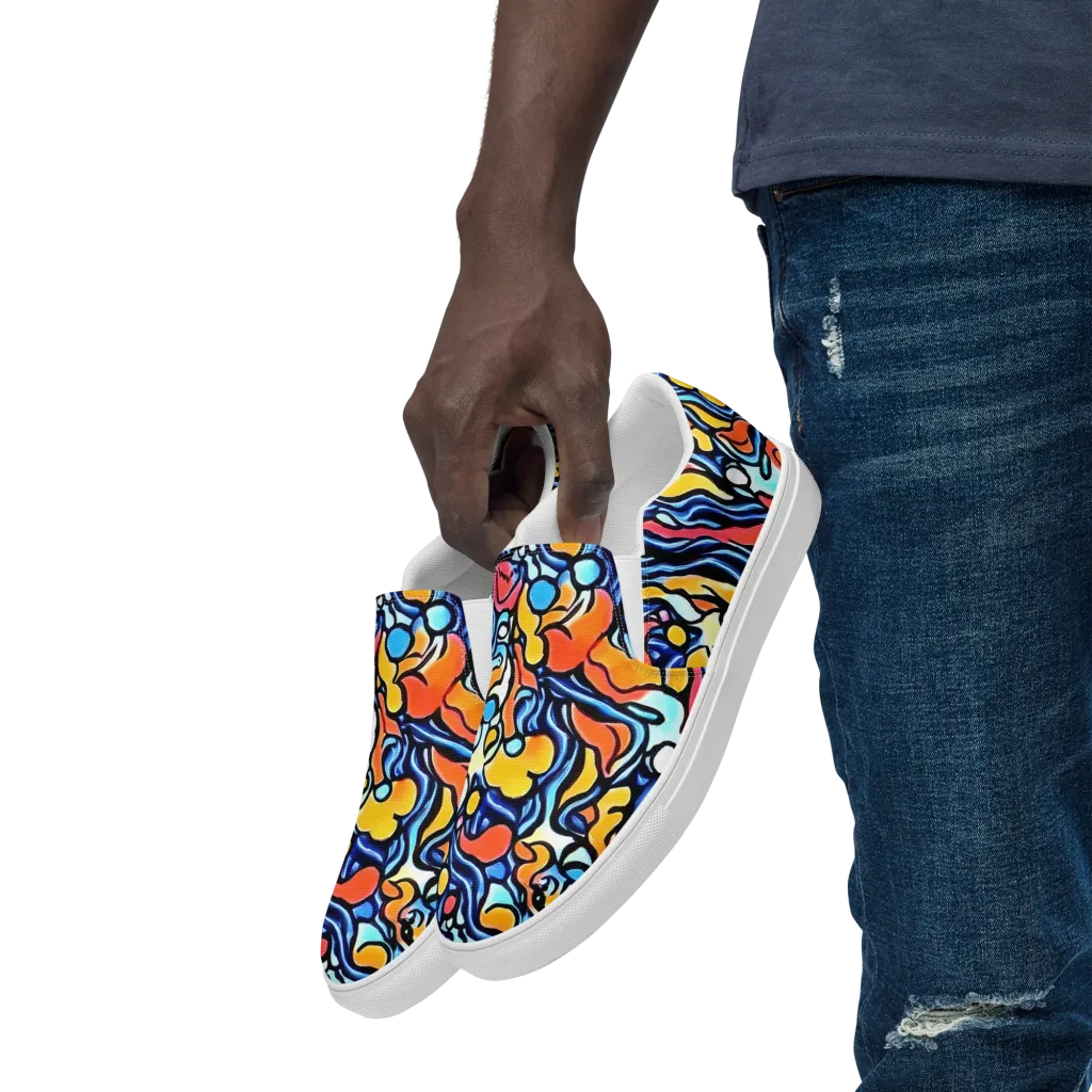 Kinetic Stained Glass on Men's Slip-On Canvas Shoes — Left Front