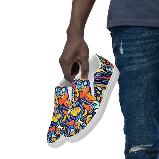 Kinetic Stained Glass on a Men's Slip-On Canvas Shoes
