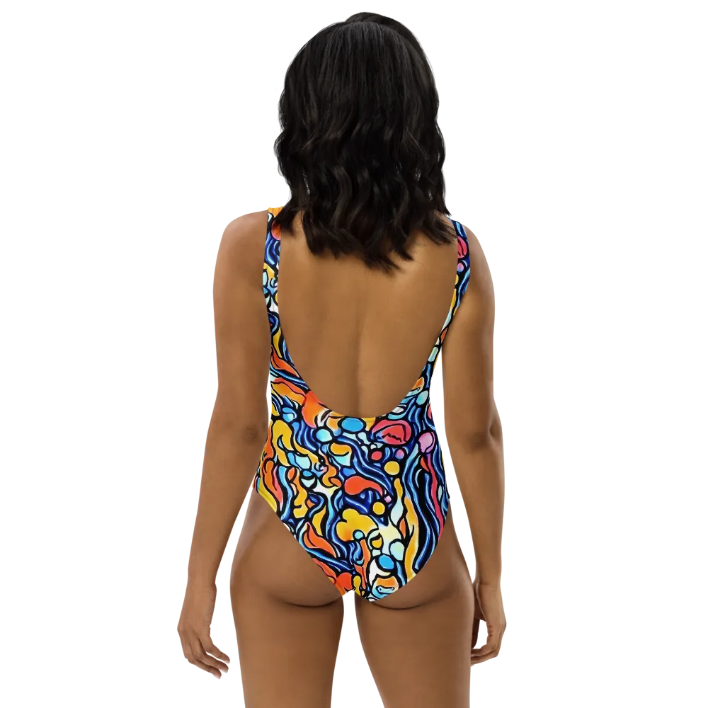 Kinetic Stained Glass on One-Piece Swimsuit — Back