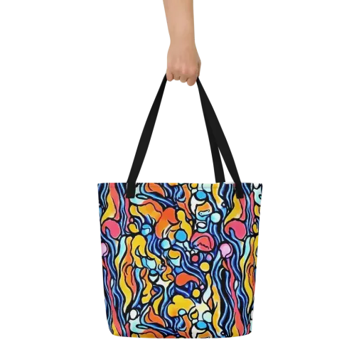 Kinetic Stained Glass on a Large Tote Bag W/ Pocket