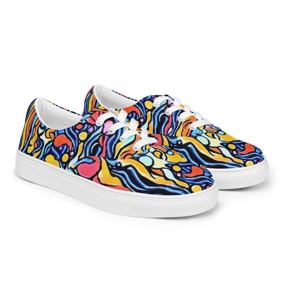 Kinetic Stained Glass on Men's Lace-Up Canvas Shoes — Right Front