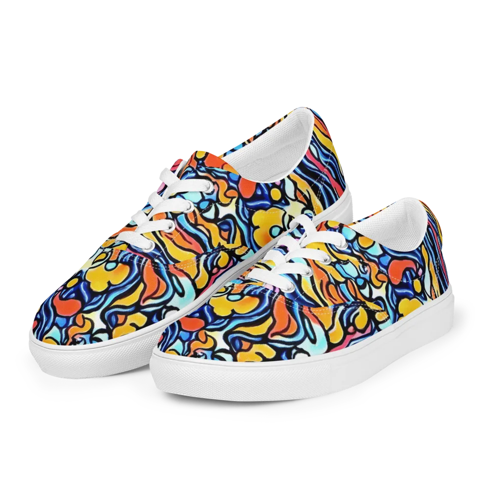 Kinetic Stained Glass on Men's Lace-Up Canvas Shoes — Left Front