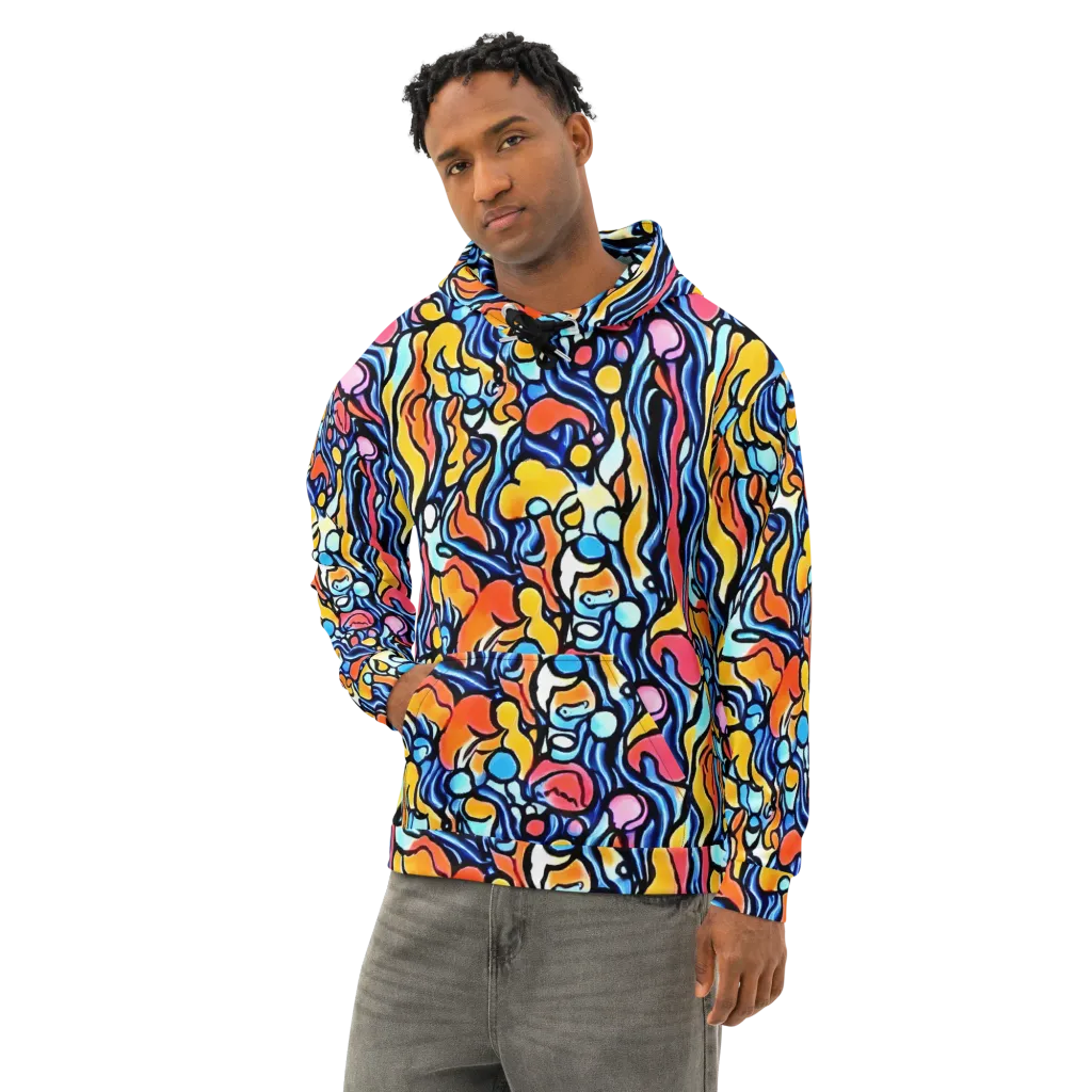 Kinetic Stained Glass on Cotton Hoodie — Left Front