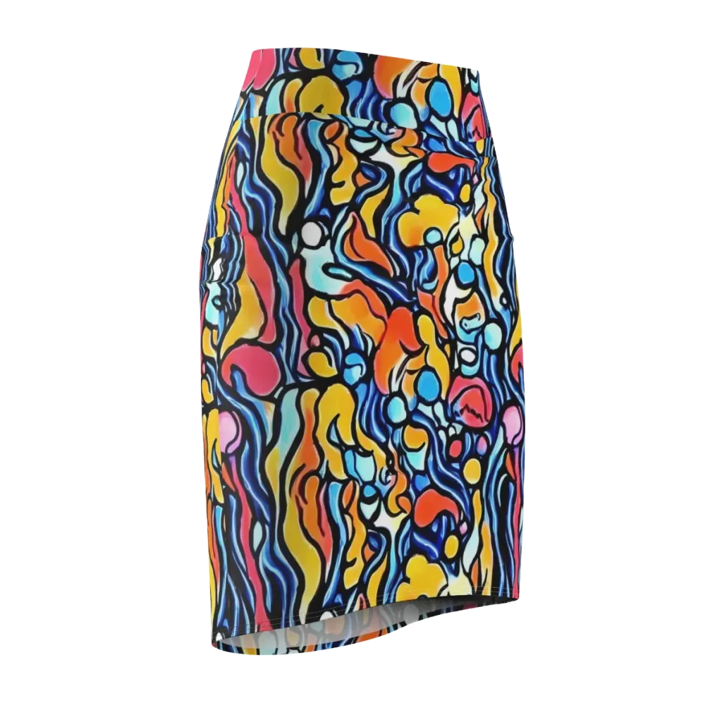 Kinetic Stained Glass on Pencil Skirt — Front Side