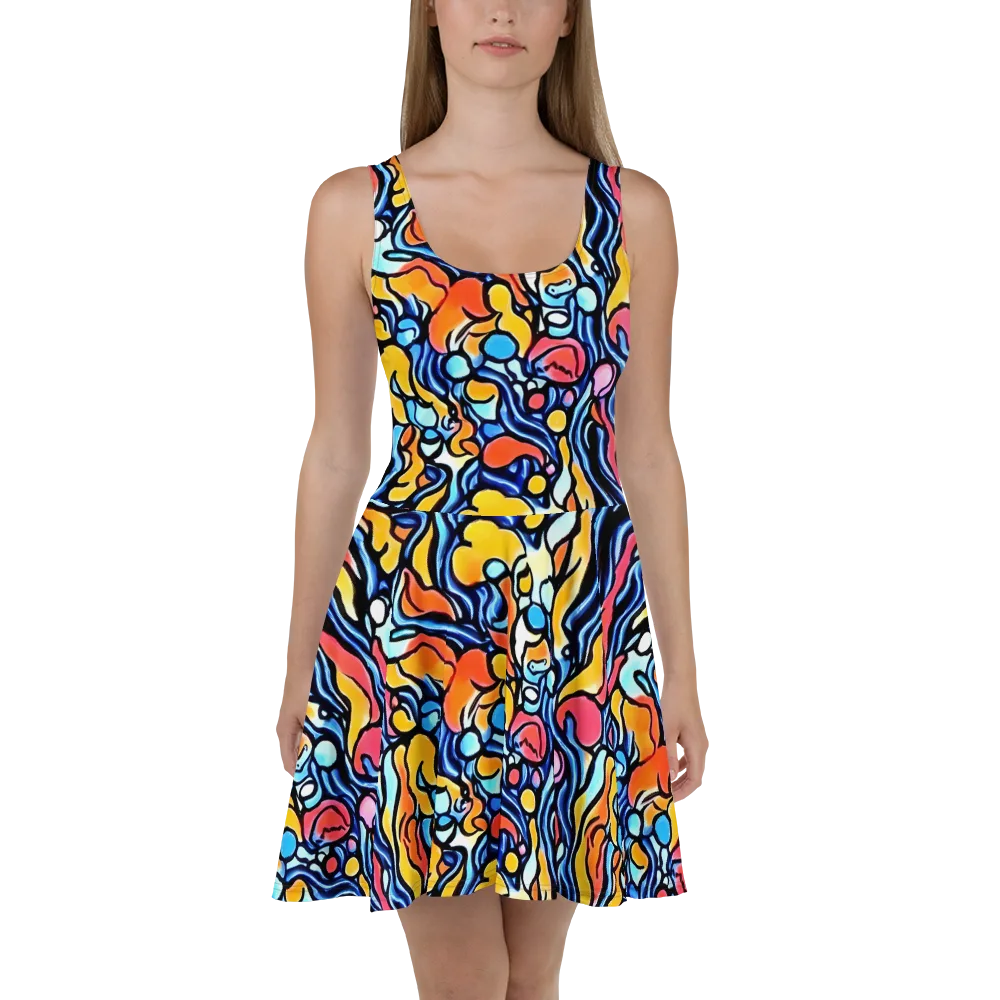 Kinetic Stained Glass on Skater Dress — Front
