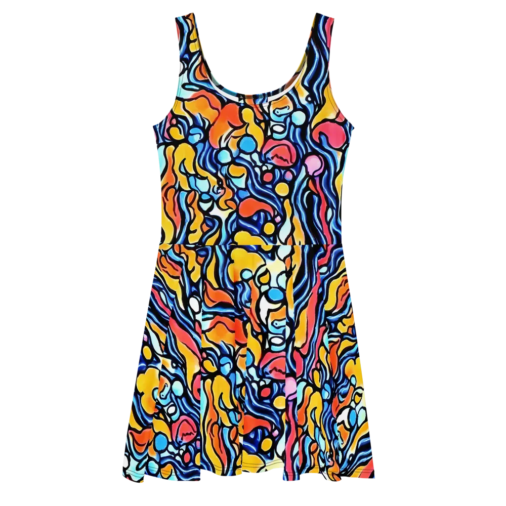 Kinetic Stained Glass on Skater Dress — Front