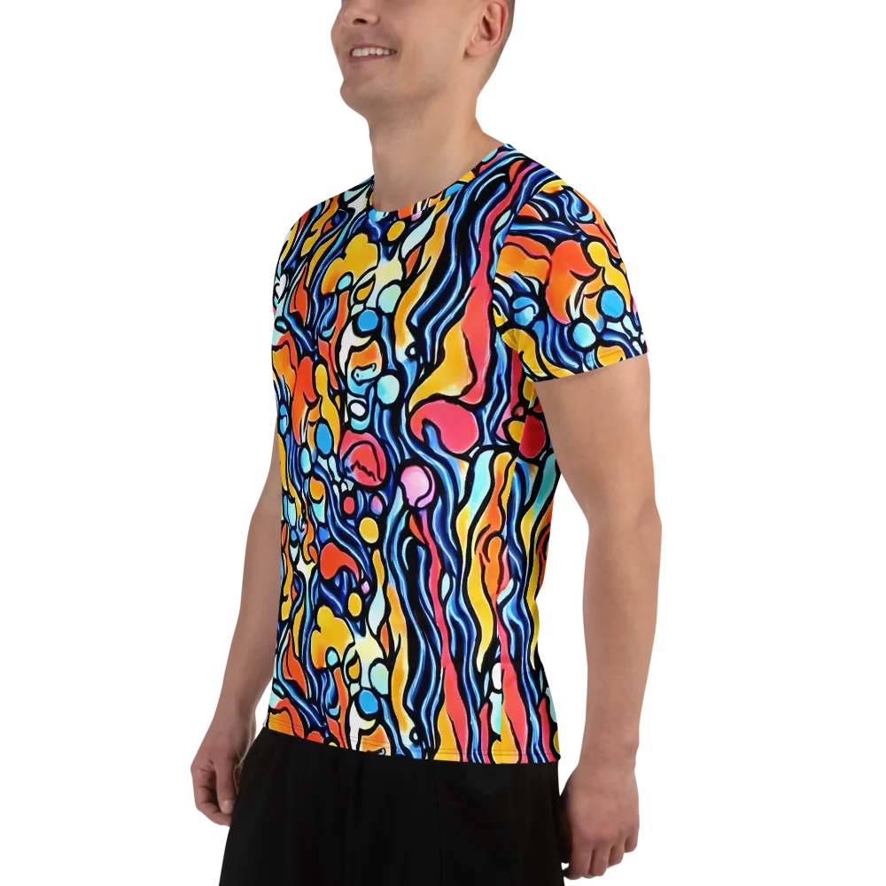 Kinetic Stained Glass on Men's Athletic T-Shirt — Left