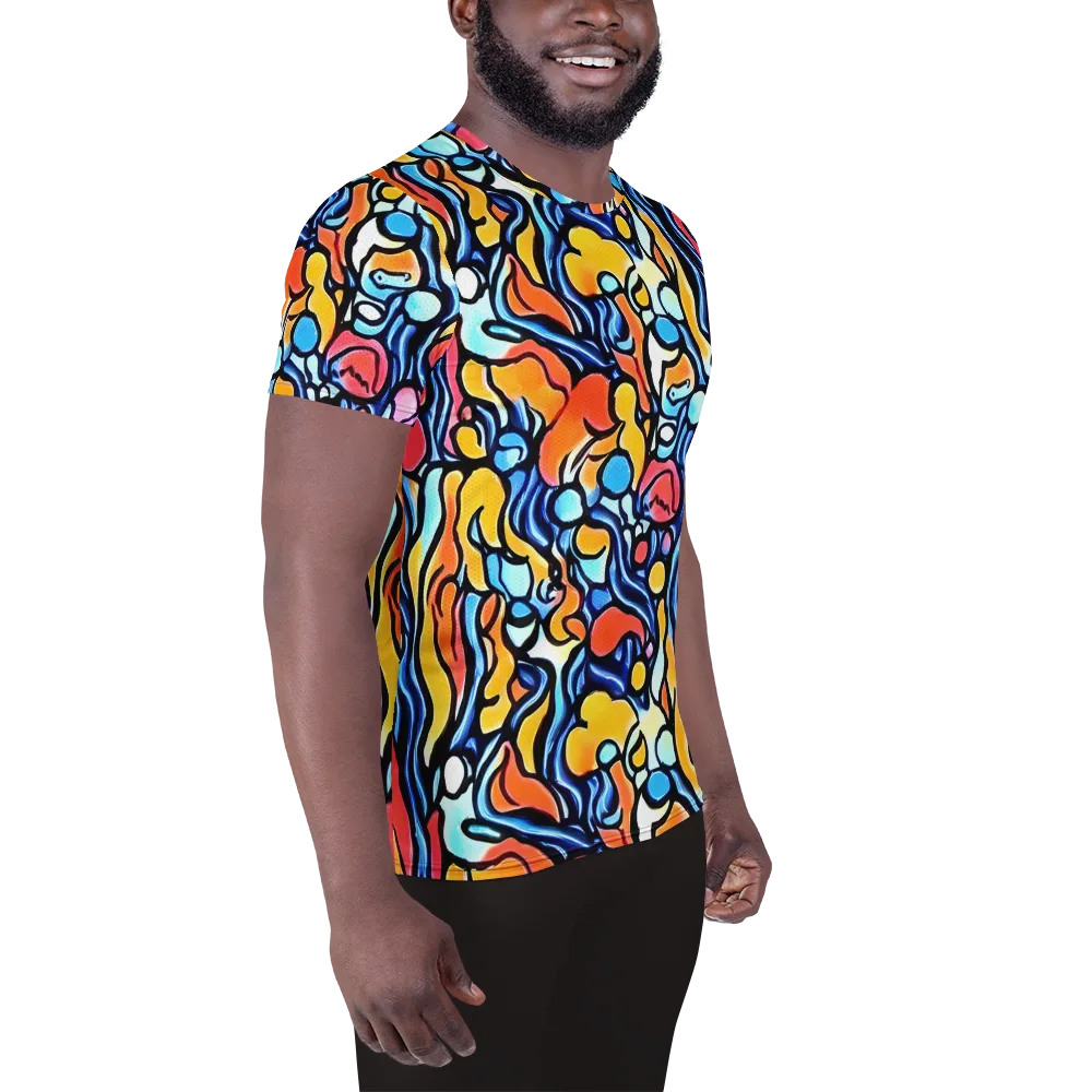 Kinetic Stained Glass on Men's Athletic T-Shirt — Right