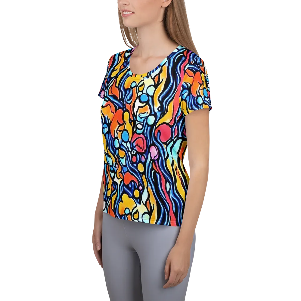 Kinetic Stained Glass on Women's Athletic T-Shirt — Left