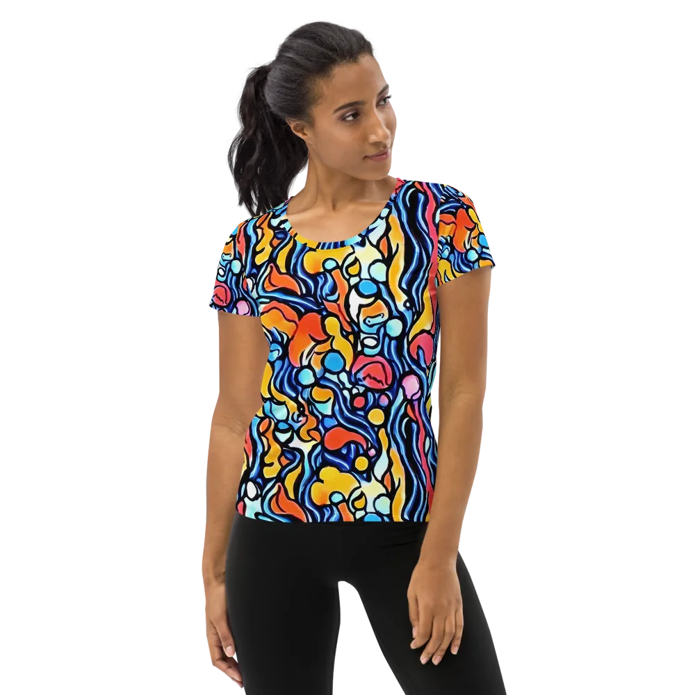 Kinetic Stained Glass on Women's Athletic T-Shirt — Front