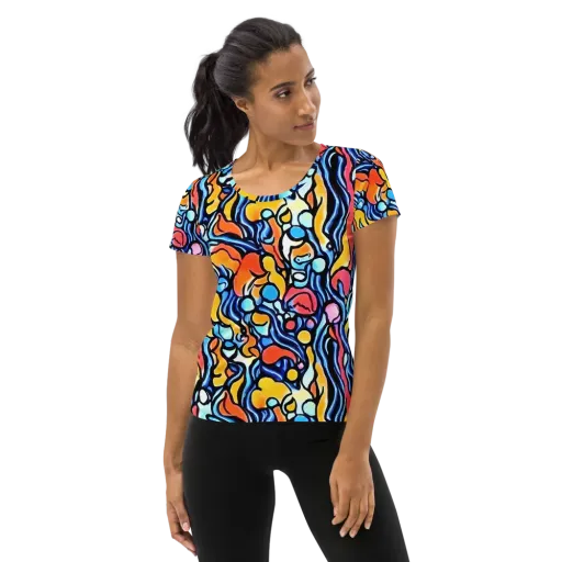 Kinetic Stained Glass on a Women's Athletic T-Shirt