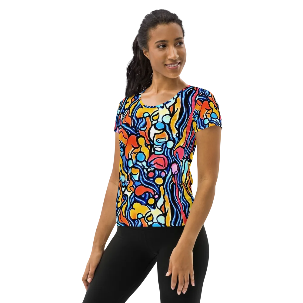 Kinetic Stained Glass on Women's Athletic T-Shirt — Left