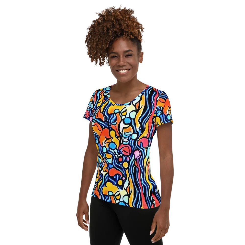 Kinetic Stained Glass on Women's Athletic T-Shirt — Left