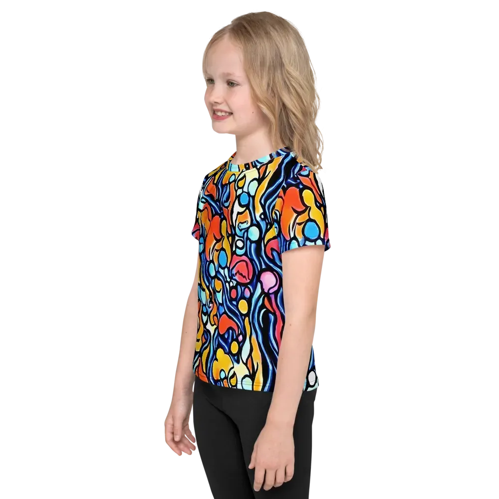 Kinetic Stained Glass on Kids Crew Neck T-Shirt — Left