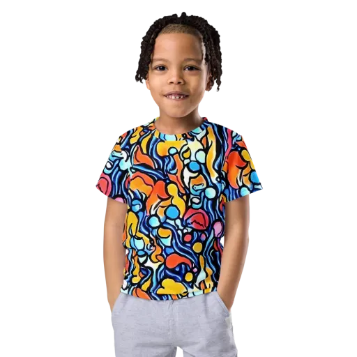 Kinetic Stained Glass on a Kids Crew Neck T-Shirt