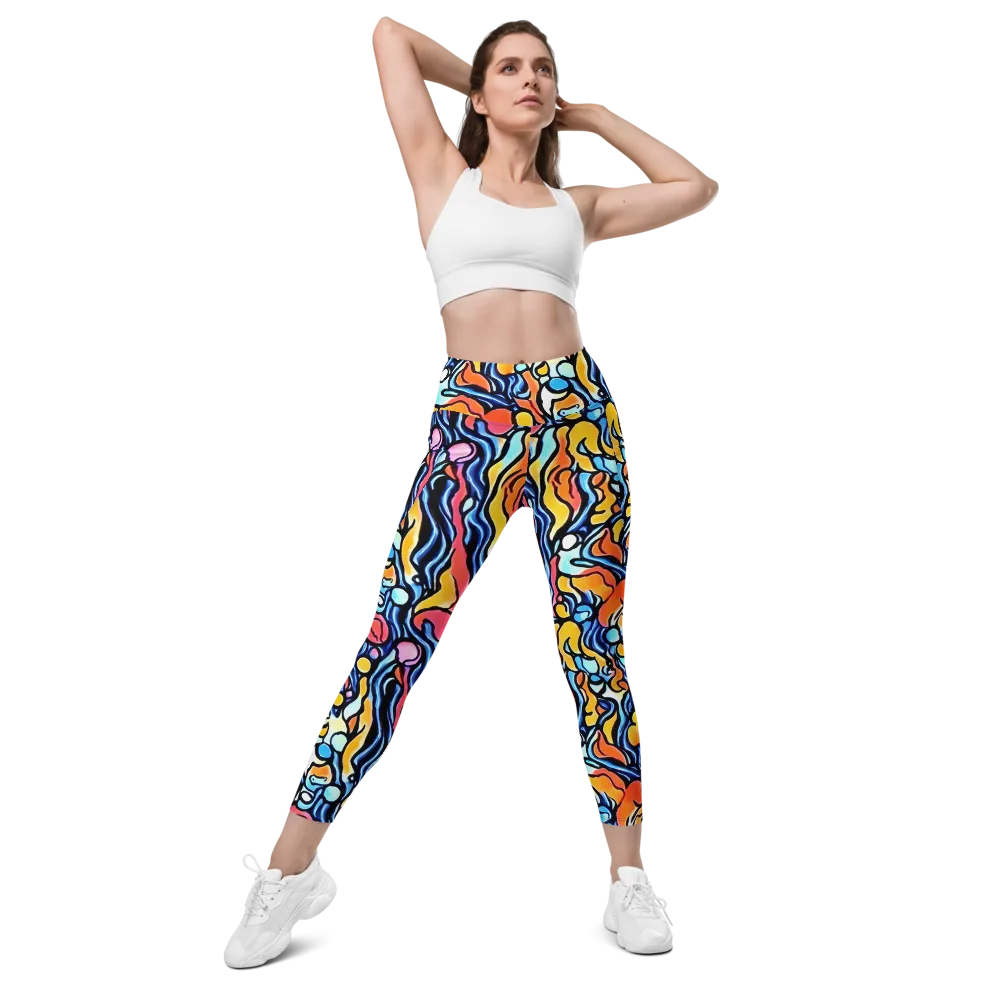 Kinetic Stained Glass on Leggings with Pockets — Front