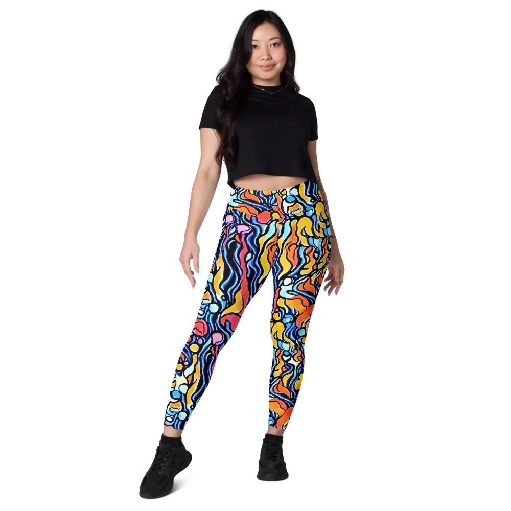 Kinetic Stained Glass on Leggings with Pockets — Front