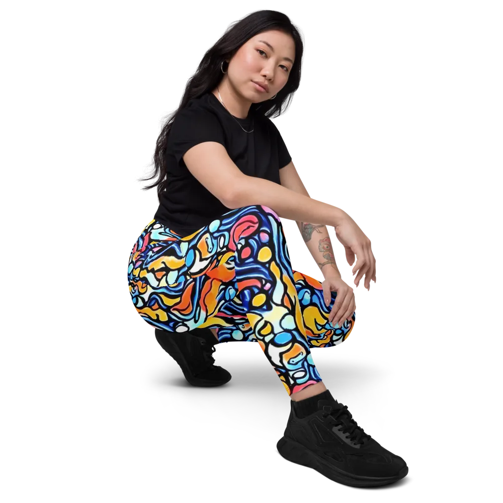 Kinetic Stained Glass on Leggings with Pockets — Right Front