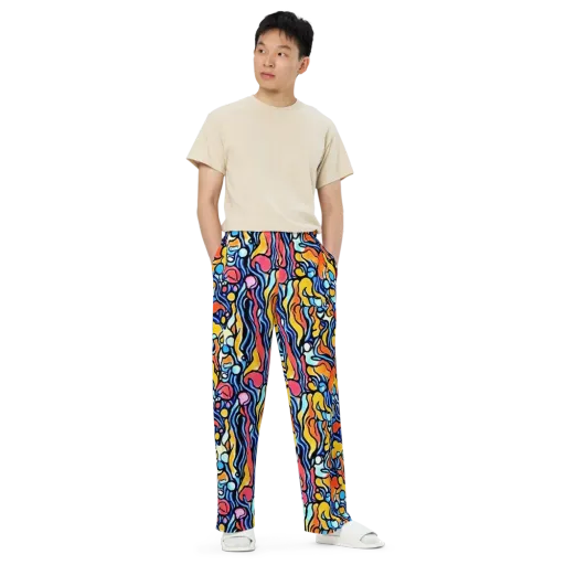 Kinetic Stained Glass on a Wide-Leg Pants