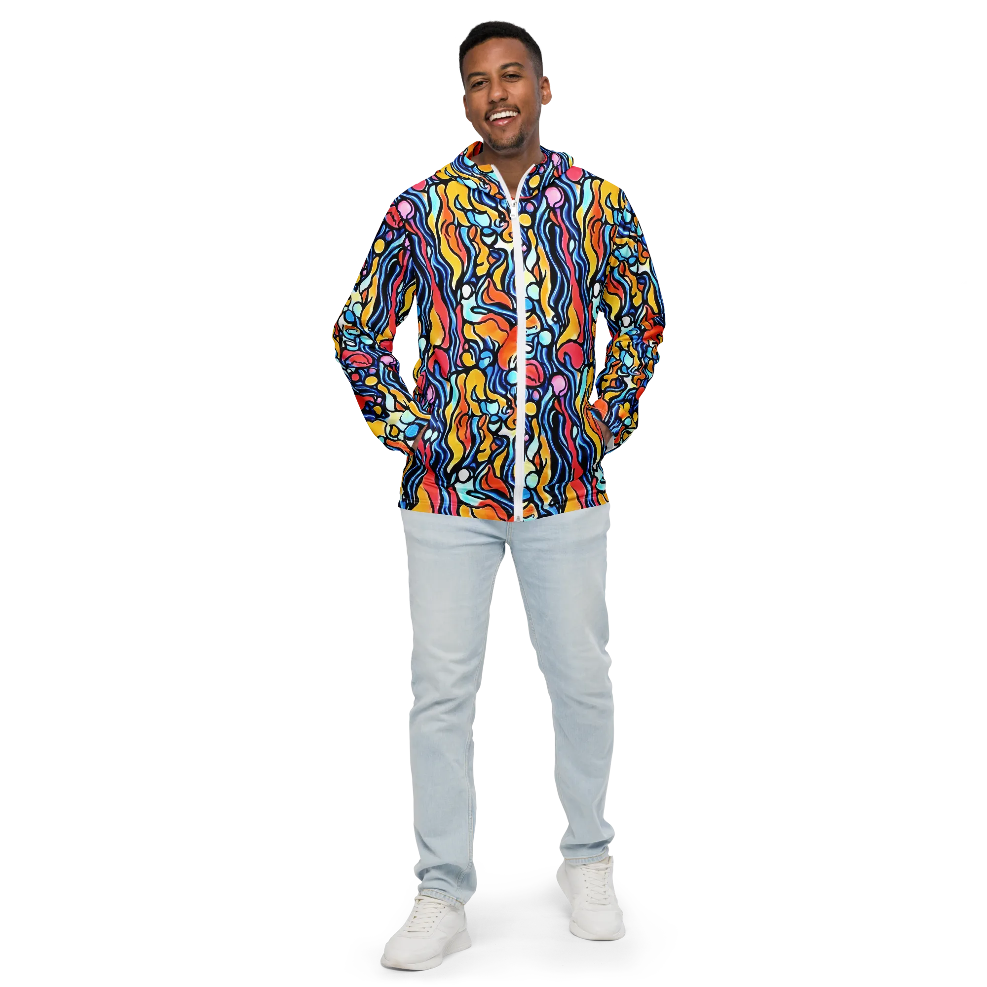 Kinetic Stained Glass on Men's Windbreaker — Front