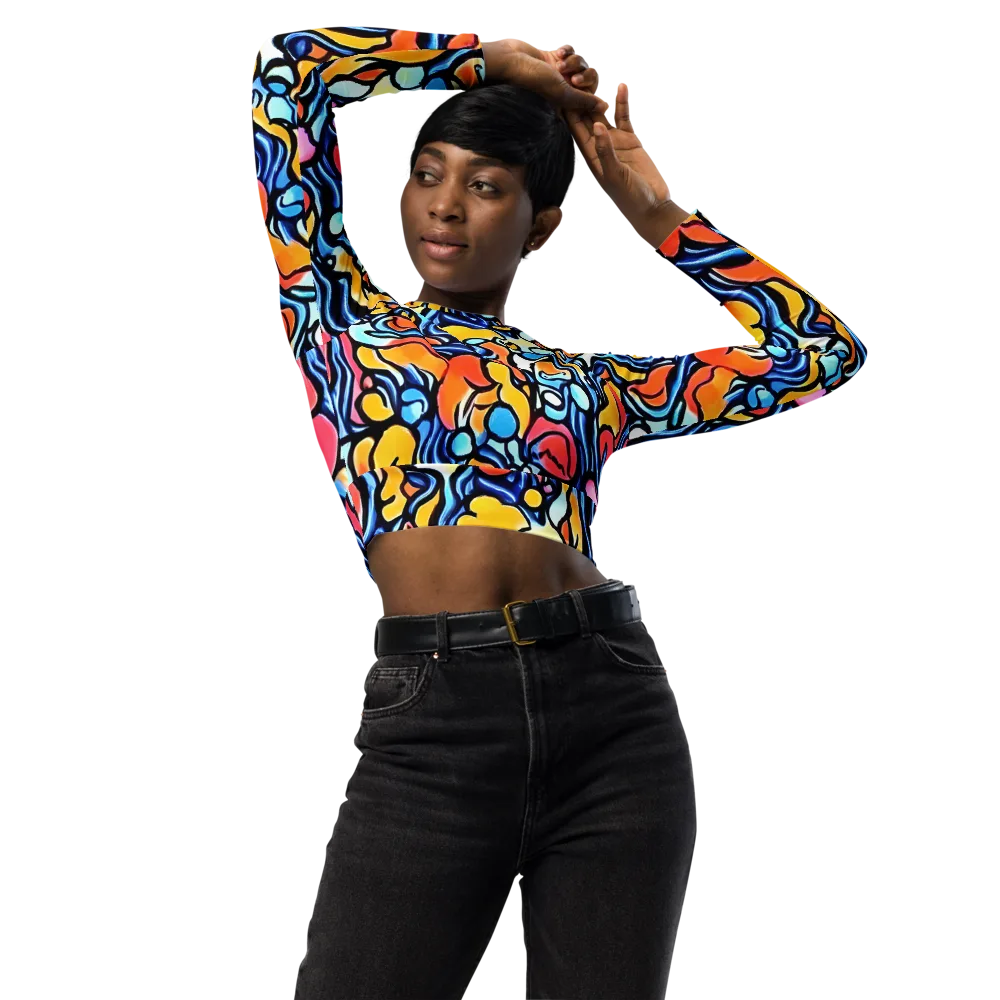 Kinetic Stained Glass on Long Sleeve Crop Top — Front