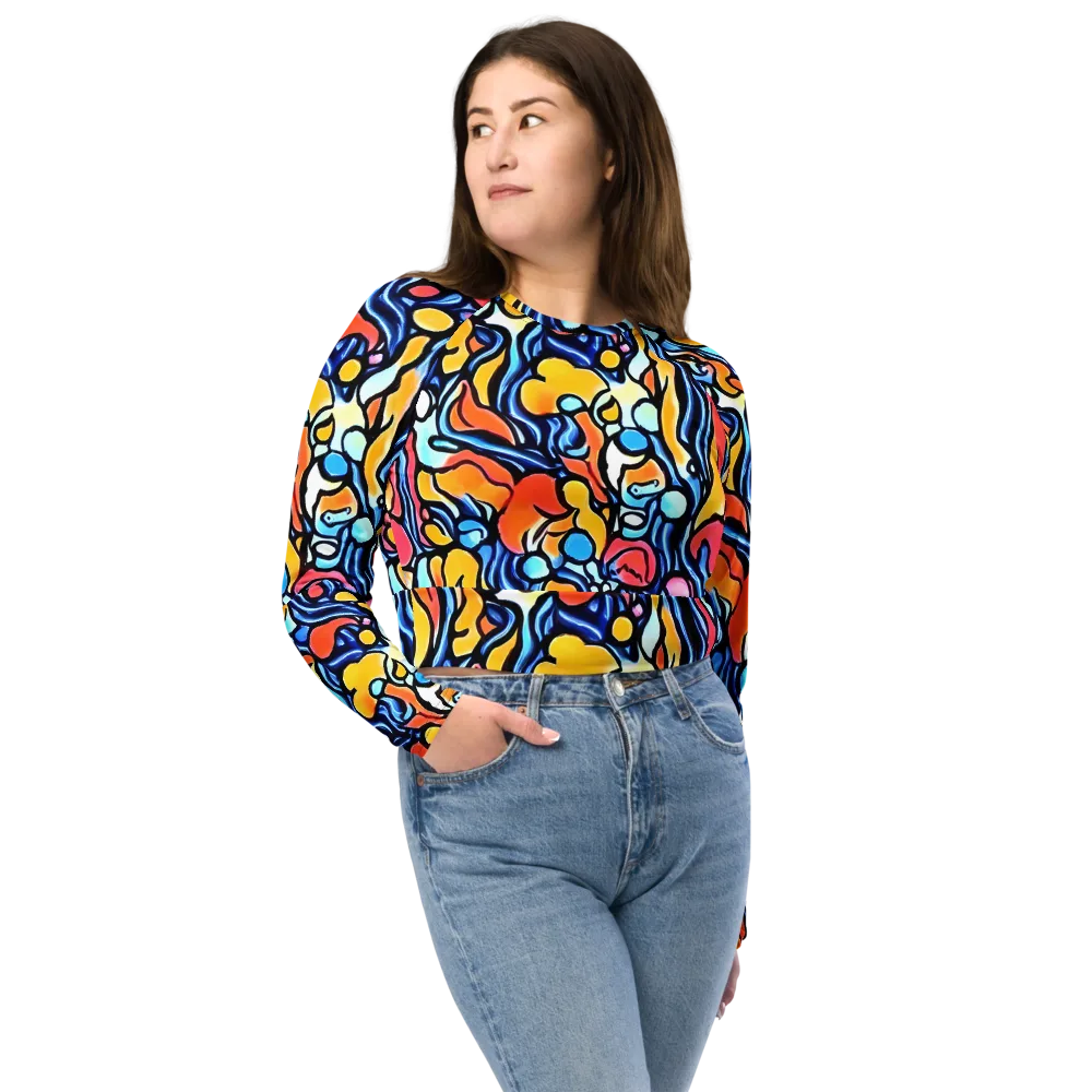 Kinetic Stained Glass on Long Sleeve Crop Top — Front