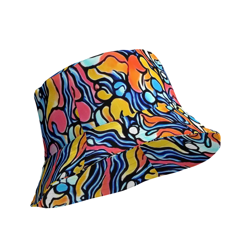 Kinetic Stained Glass on Reversible Bucket Hat — Product details Outside