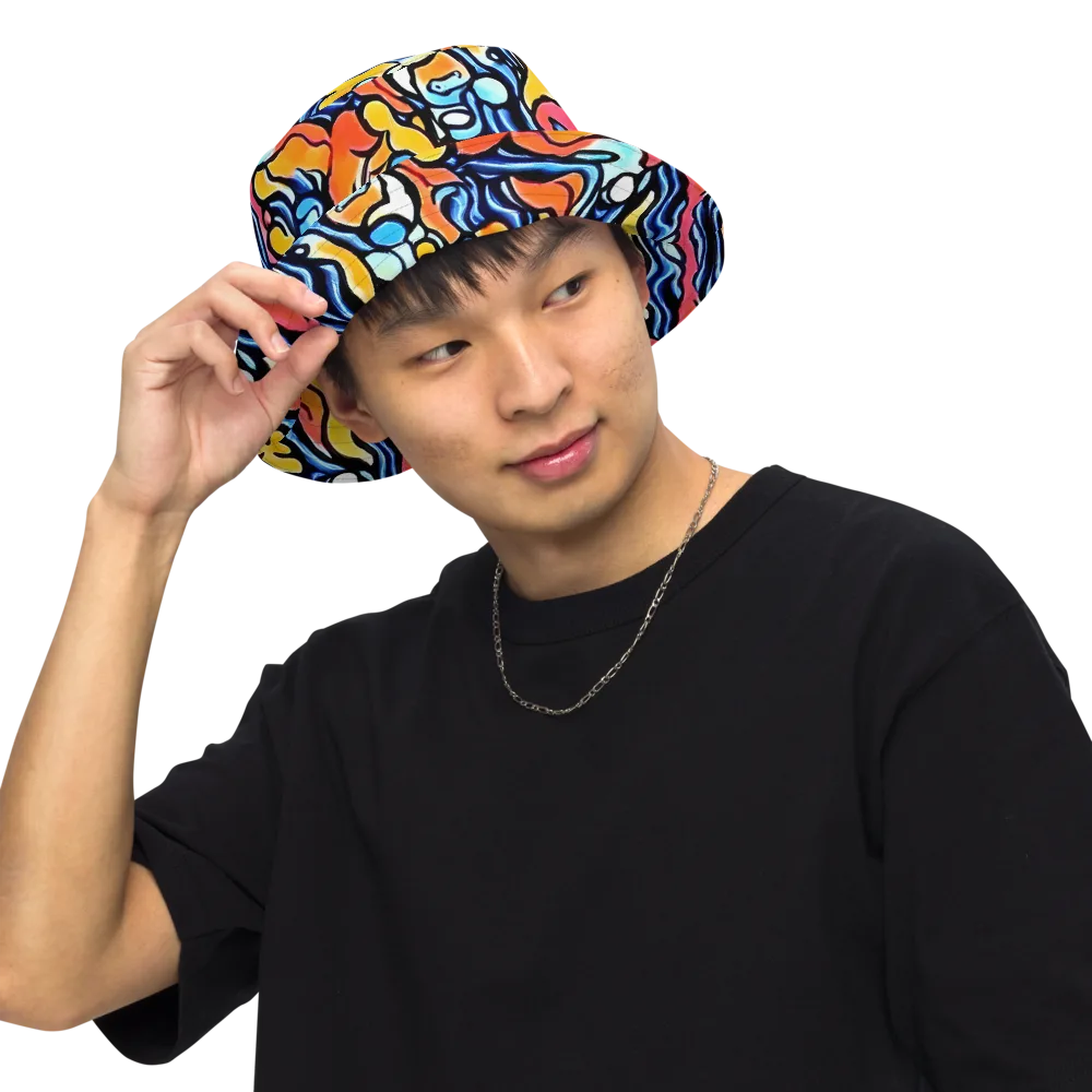 Kinetic Stained Glass on Reversible Bucket Hat — Front Inside