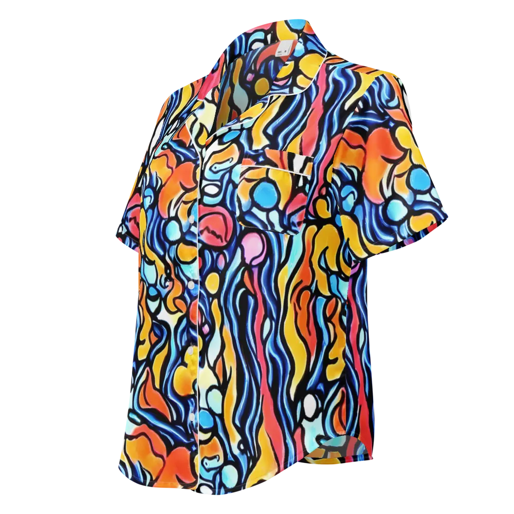 Kinetic Stained Glass on Women's Short Sleeve Pajama Top — Left Front