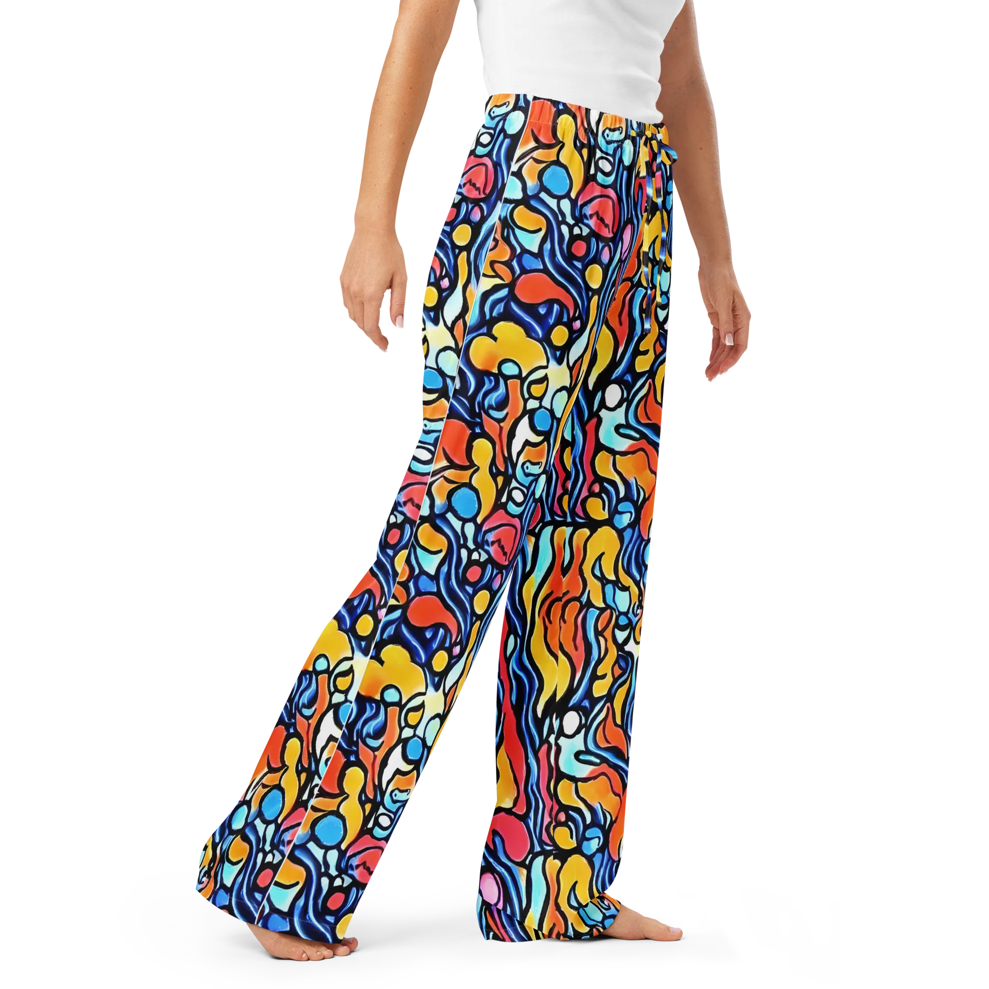 Kinetic Stained Glass on Women's Pajama Pants — Right Front