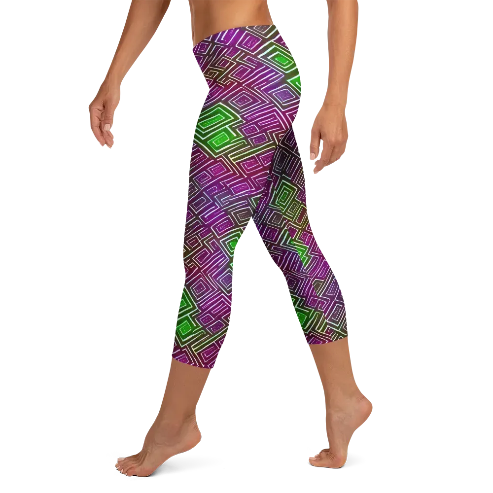 Chromatic Riddle on Capri Leggings — Left