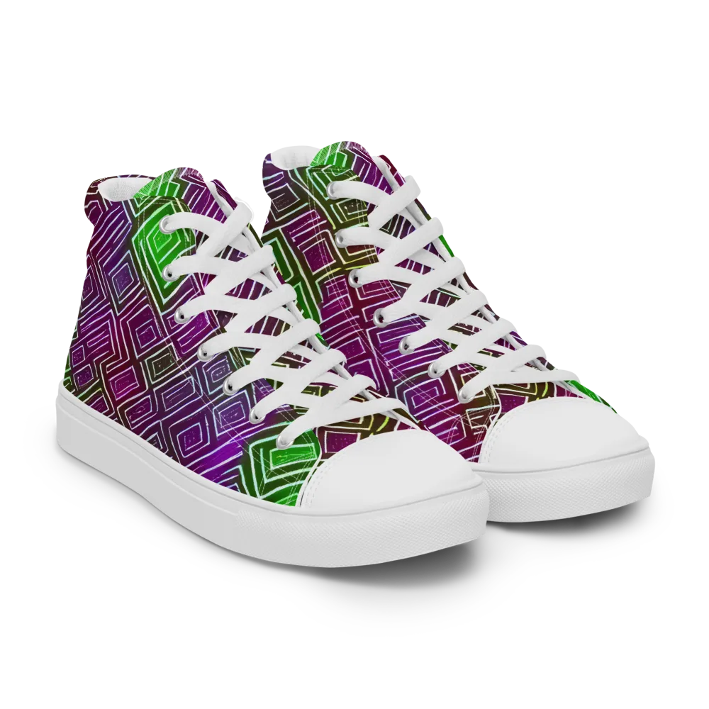 Chromatic Riddle on Men's High Top Canvas Shoes — Right Front