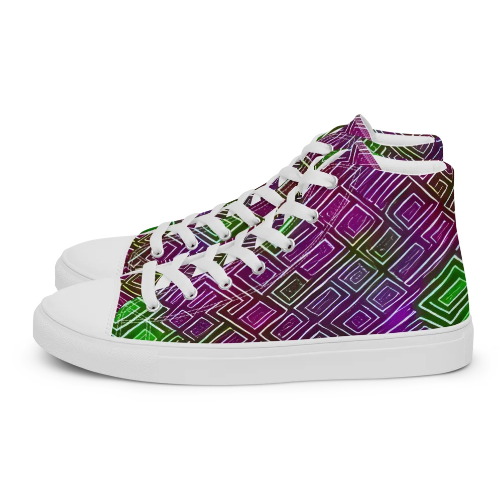 Chromatic Riddle on Men's High Top Canvas Shoes — Left