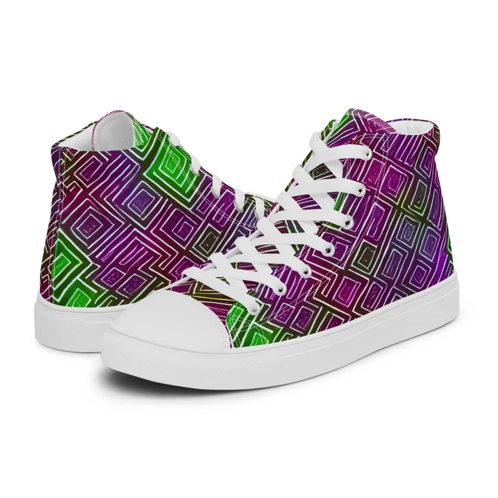 Chromatic Riddle on Men's High Top Canvas Shoes — Left