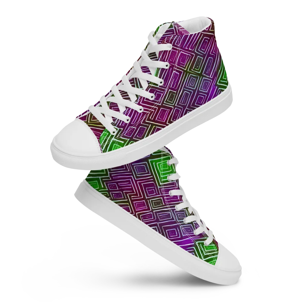 Chromatic Riddle on Men's High Top Canvas Shoes — Front