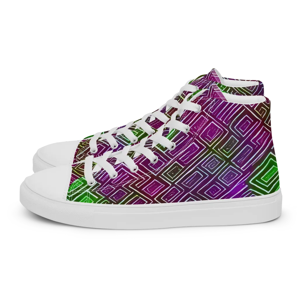 Chromatic Riddle on Women's High Top Canvas Shoes — Left