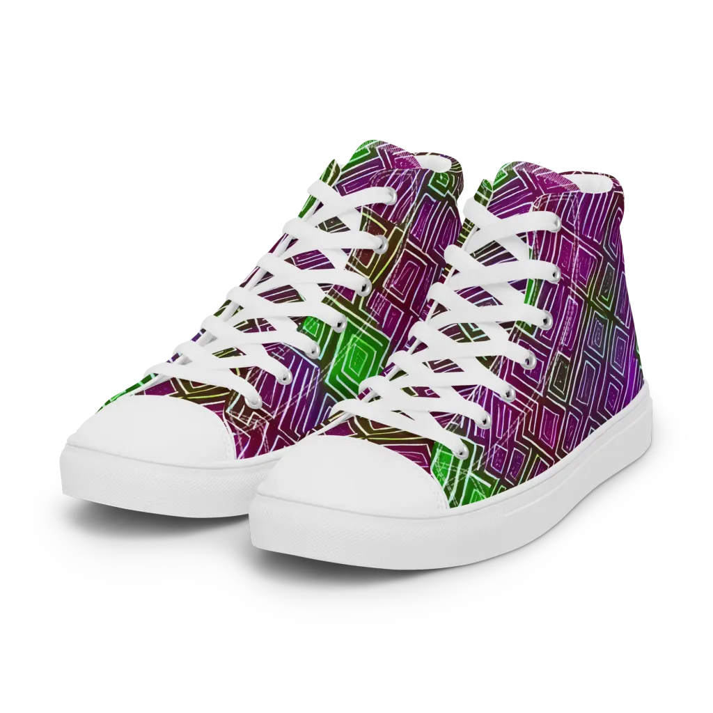 Chromatic Riddle on Women's High Top Canvas Shoes — Left Front