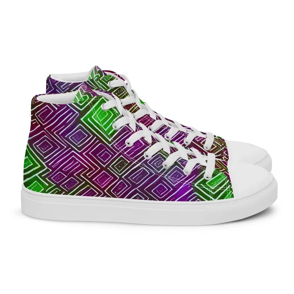 Chromatic Riddle on Women's High Top Canvas Shoes — Right